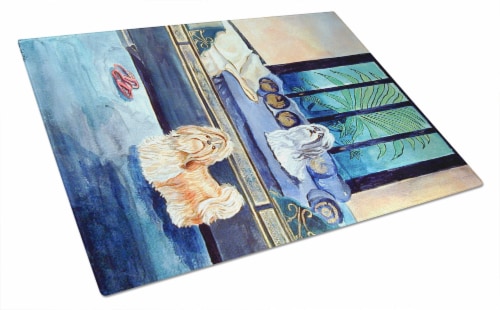 Carolines Treasures  7082LCB Shih Tzu Double Trouble Glass Cutting Board Large Perspective: front