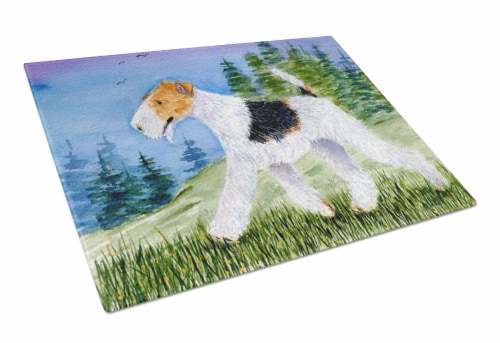 Carolines Treasures  SS8599LCB Fox Terrier Glass Cutting Board Large Perspective: front