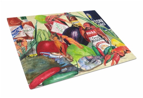 Carolines Treasures 1020LCB Spices and Crawfish Glass Cutting Board Large Perspective: front