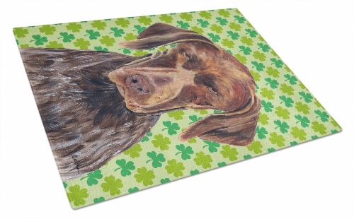 German Shorthaired Pointer St. Patrick's Day Shamrock Portrait Glass Cutting Boa Perspective: front