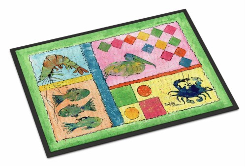 Carolines Treasures 8104-MAT Blue Heron Doormat 18x27 Perspective: front