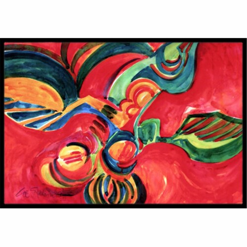 Carolines Treasures  6043MAT Red Flowers and berries Indoor or Outdoor Mat 18x27 Perspective: front