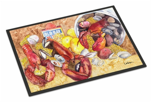 Carolines Treasures 8719JMAT Lobster with Old Bay Doormat 24x36 Perspective: front
