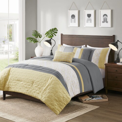 Yellow grey clearance comforter set