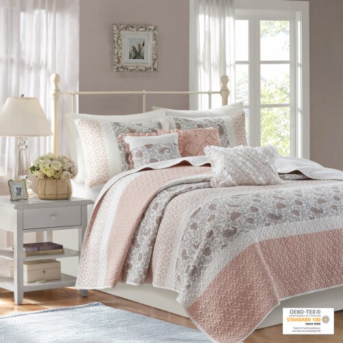Gracie Mills 6 Piece Cotton Percale Quilt Set with Throw Pillows
