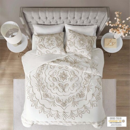 Gracie Mills 3 Piece Tufted Cotton Chenille Duvet Cover Set