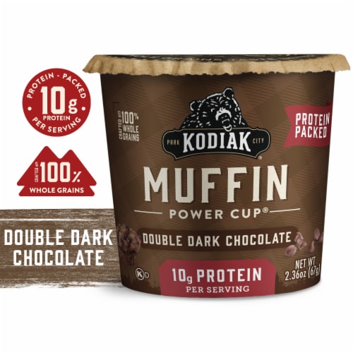 Kodiak® Protein-Packed Double Dark Chocolate Muffin Power Cup Perspective: front