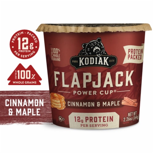 Kodiak Protein-Packed Cinnamon and Maple Pancake Power Cup with 12g Protein Perspective: front