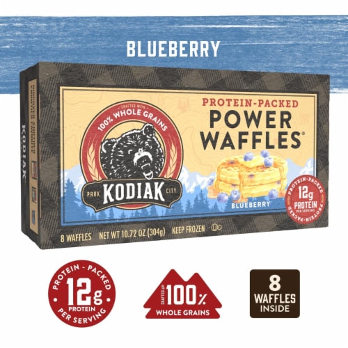 Kodiak® Blueberry Power Waffles® Perspective: front