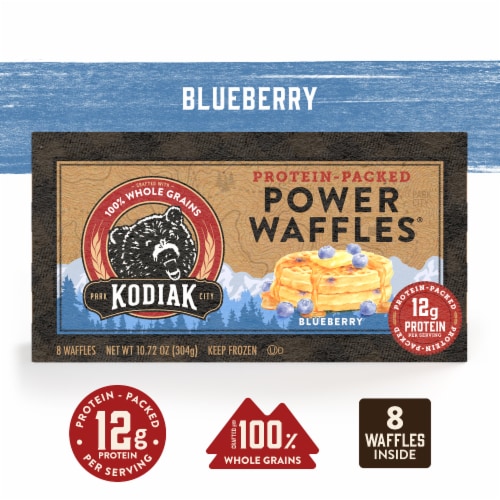 Kodiak Protein-Packed Blueberry Frozen Power Waffles® Perspective: front
