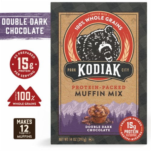 Kodiak® Protein-Packed Double Dark Chocolate Muffin Mix Perspective: front