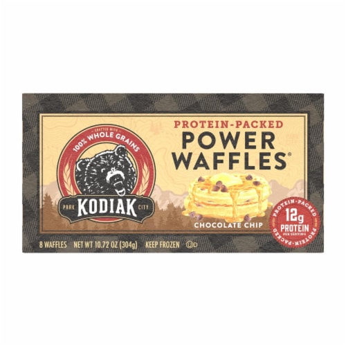 Kodiak Protein-Packed Chocolate Chip Frozen Power Waffles® with 12g Protein Perspective: front