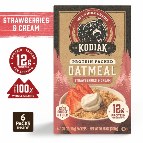 Kodiak Cakes Protein Packed Strawberries & Cream Oatmeal Perspective: front