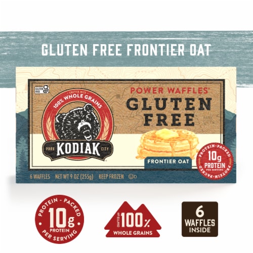 Kodiak® Protein-Packed Gluten-Free Frontier Oat Frozen Power Waffles® Perspective: front