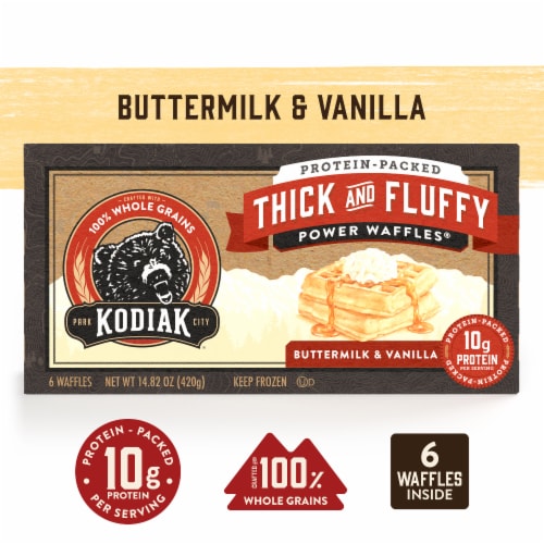 Kodiak Cakes® Buttermilk & Vanilla Thick and Fluffy Power Waffles® Perspective: front