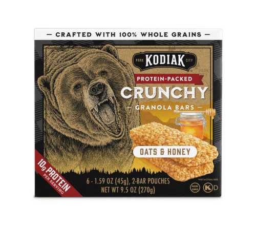 Kodiak Cakes Protein-Packed Oats and Honey Crunchy Granola Bars, 6 ct ...