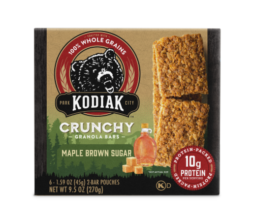 Kodiak Cakes Maple Brown Sugar Crunchy Granola Nutrition Bars Perspective: front