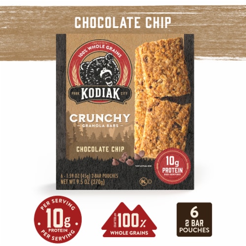 Kodiak Cakes® Chocolate Chip Crunchy Granola Bars, 6 ct / 1.59 oz - Harris  Teeter