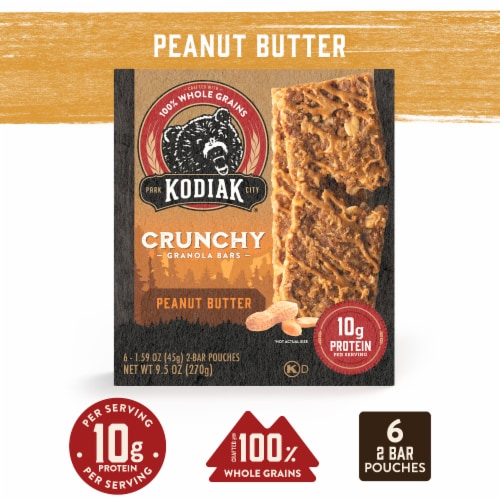 Kodiak® Protein-Packed Peanut Butter Crunchy Granola Bars Perspective: front