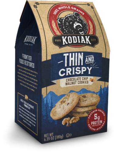 Kodiak® Cakes Thin and Crispy Chocolate Chip Walnut Cookies Perspective: front
