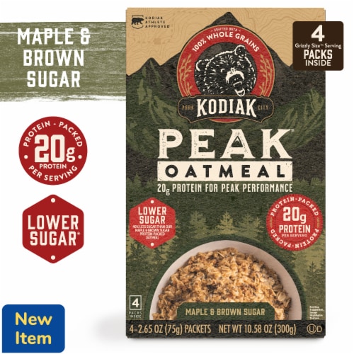 Kodiak Peak™ Maple & Brown Sugar Lower Sugar Protein Instant Oatmeal Perspective: front