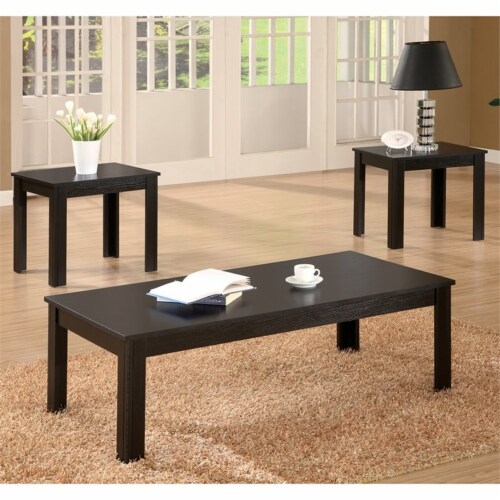 Bowery Hill 3 Piece Occasional Coffee Table Set in Black Perspective: front