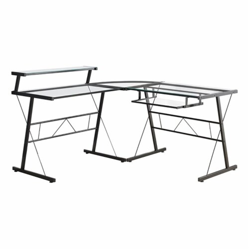 Metal and glass shop corner desk