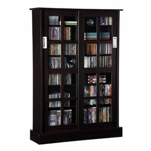 Espresso cabinet best sale with glass doors