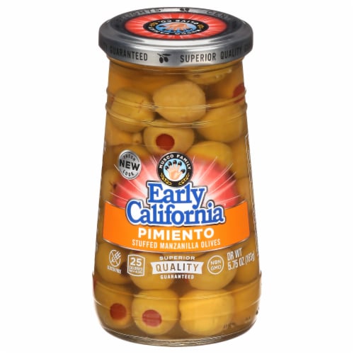 Early California® Pimiento Stuffed Manzilla Green Olives Perspective: front