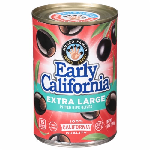 Early California® Extra Large Pitted Ripe Black Olives Perspective: front