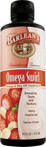 Barlean's Strawberry Banana Omega-3 Flax Oil Perspective: front
