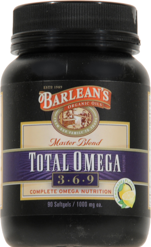 Barlean's Total Omega 3-6-9 Fish Oil Caplets Perspective: front