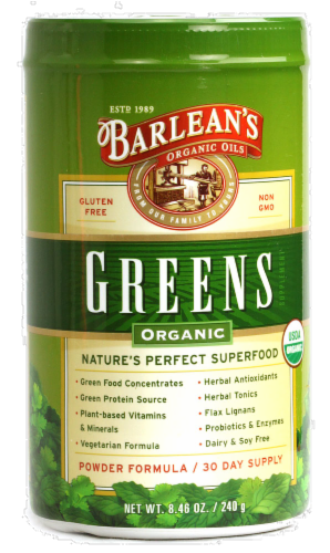 Barlean's Organic Greens Powder Perspective: front