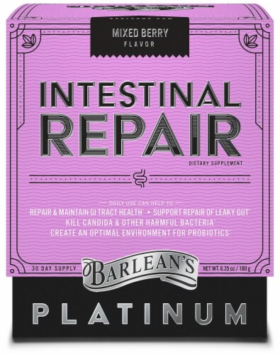 Barlean's Mixed Berry Intestinal Repair Dietary Supplement Perspective: front