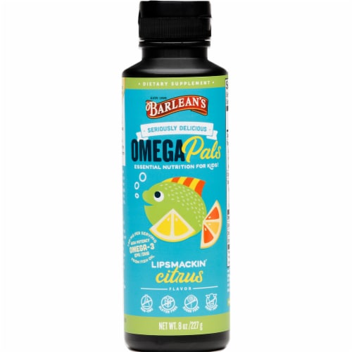 Barlean's Lipsmackin' Citrus Omega Pals High Potency Fish Oil Perspective: front
