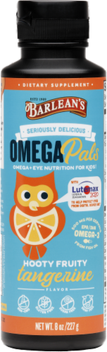 Barleans Hooty Fruity Tangerine Omega Pails Fish Oil + Eye Nutrition Perspective: front