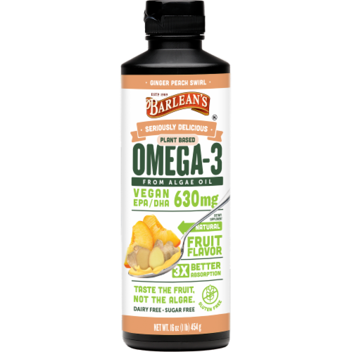 Barleans Delicious Gingner Peach Lemonade Swirl Omega-3 Perspective: front