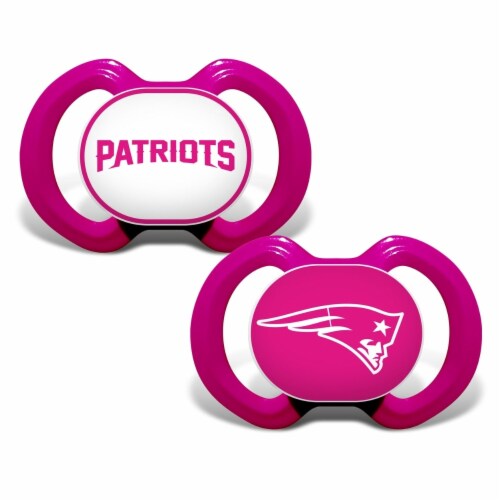 New England Patriots 2-Pack Pink Pacifier Perspective: front