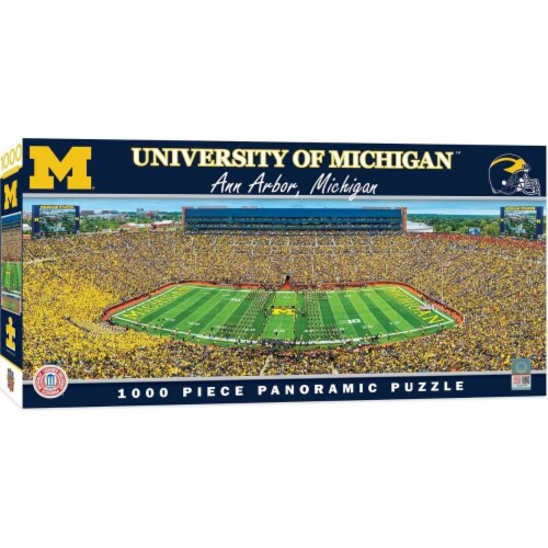 Masterpieces Michigan Wolverines - 1000 Piece Panoramic Jigsaw Puzzle - Center View Perspective: front