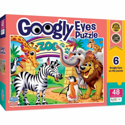 Masterpieces Googly Eyes Zoo Animals 48 Piece Kids Puzzle Interactive ...