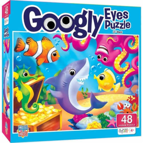 Masterpieces Googly Eyes Lil Shark 48 Piece Kids Jigsaw Puzzle With Wiggly Eyes Underwater Sc Perspective: front
