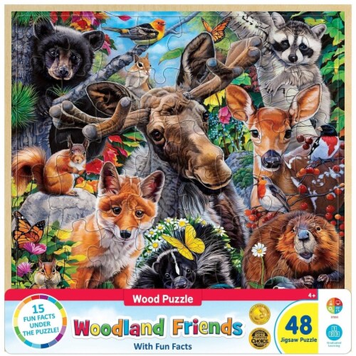 Masterpieces Wood Fun Facts - Woodland Friends 48 Piece Wood Jigsaw ...