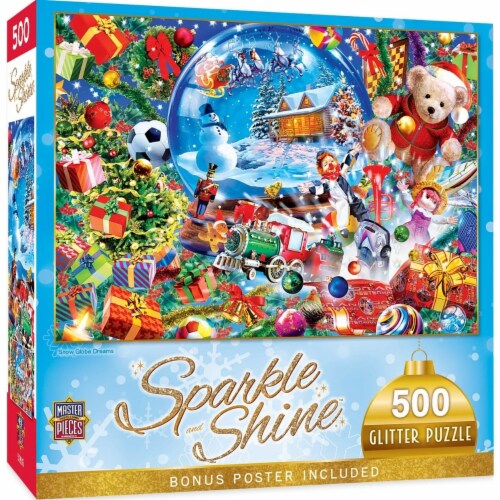 Snow Globe Dreams 500 Piece Glitter Jigsaw Puzzle Perspective: front