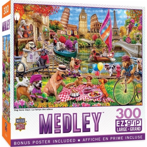 MasterPieces® Medley™ Puzzles Collection Dog Gone Days EZ Grip™ Jigsaw Puzzle Perspective: front