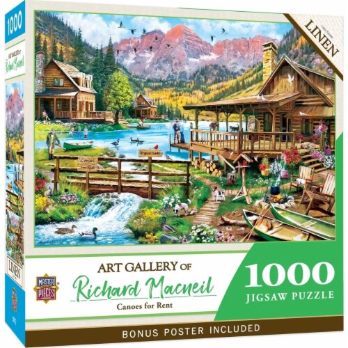Masterpieces Art Gallery - Canoes For Rent 1000 Piece Jigsaw Puzzle Perspective: front