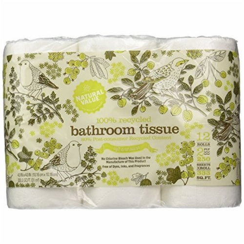 Natural Value 100% Recycled Toilet Paper Perspective: front