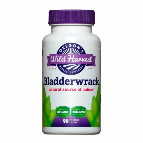 Oregon's Wild Harvest Bladderwrack Dietary Supplement Vegetarian Capsules Perspective: front