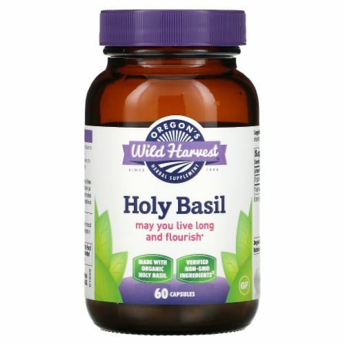 Oregon's Wild Harvest Holy Basil Vegetarian Capsules Perspective: front