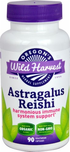 Oregon's Wild Harvest Organic Astragalus Reishi Herbal Supplement Vegetarian Capsules Perspective: front