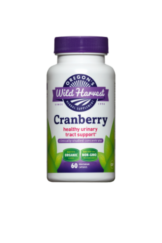 Oregon's Wild Harvest Organic Cranberry Concentrate Vegetarian Capsules Perspective: front